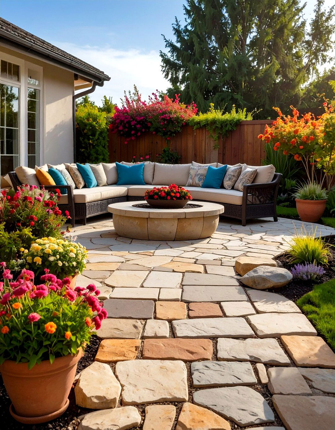 Tumbled Paver Patio with Weathered Charm - 20 Paver Patio Ideas