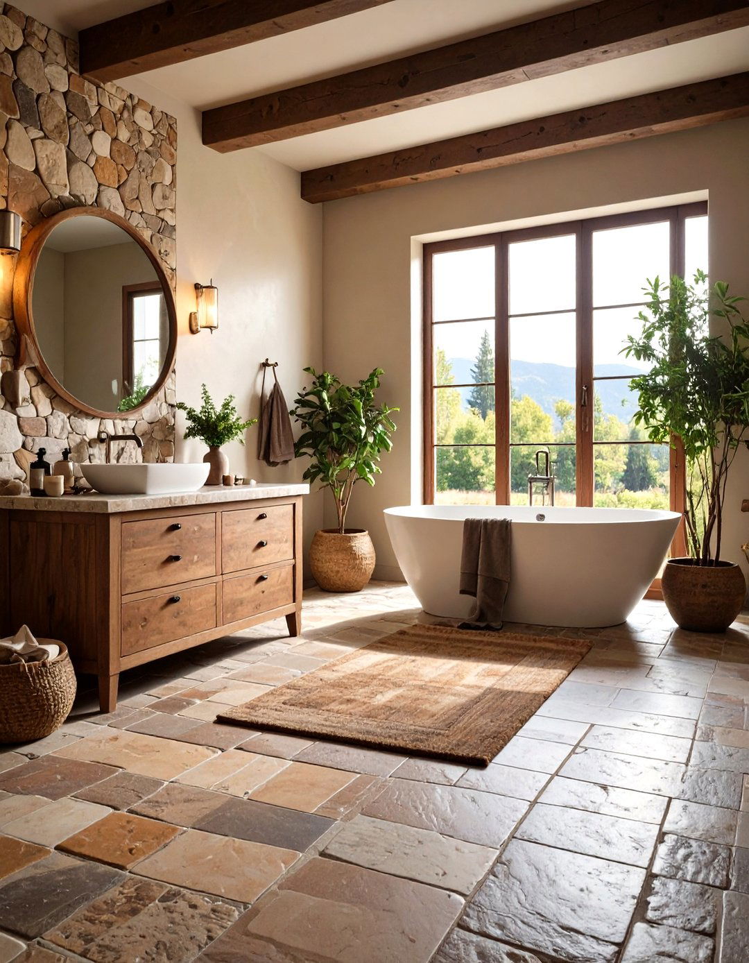 Tumbled Stone Tiles - 20 Stone Bathroom Ideas
