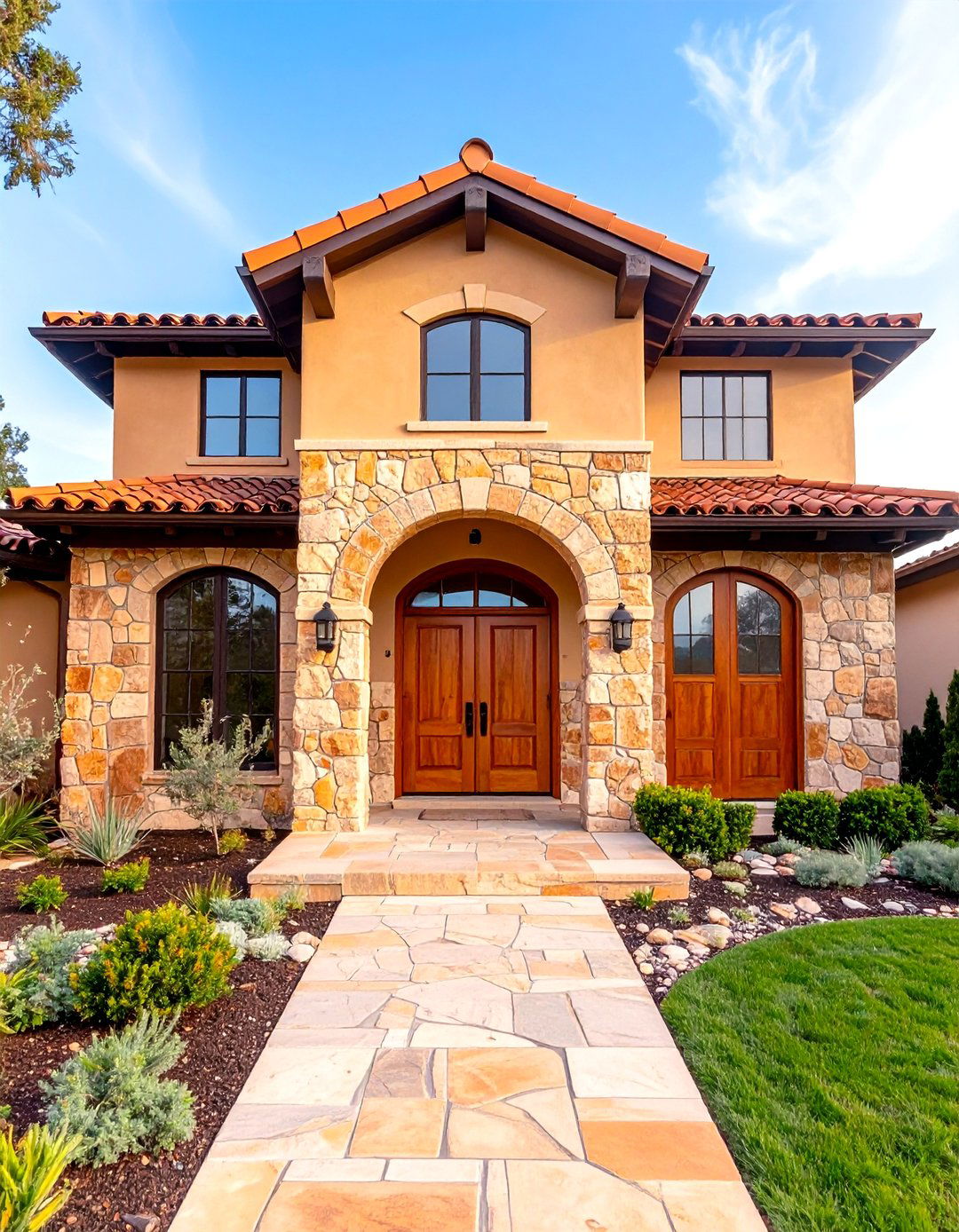 Tumbled Stone for Mediterranean Look - 20 Stone Exterior Home Ideas
