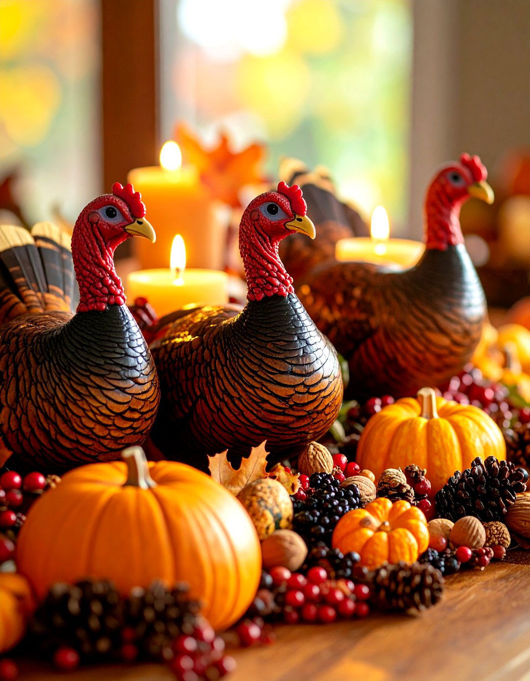 Turkey Shaped Candleholder Trio - 20 Thanksgiving Centerpiece Ideas