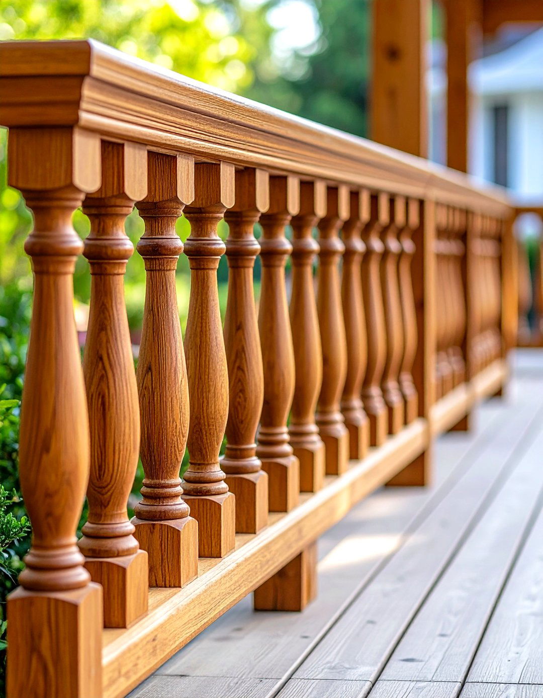 Turned Baluster Wood Deck Railing - 20 Wood Deck Railing Ideas