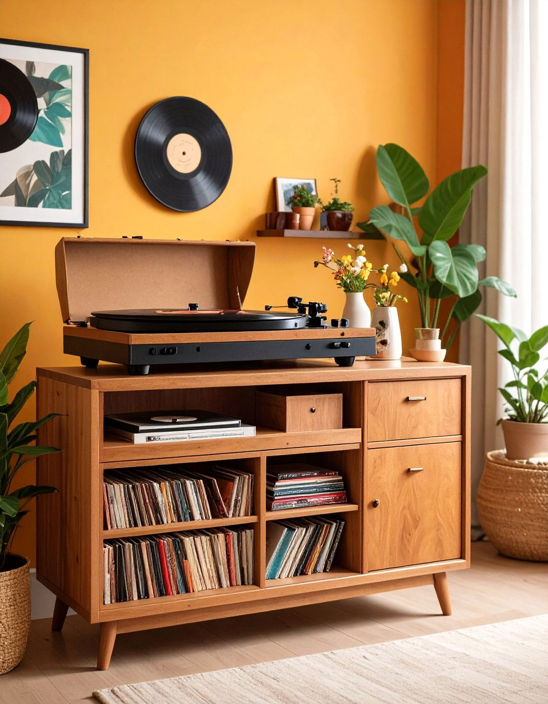 Turntable Stand with Storage - 20 Vinyl Record Storage Ideas