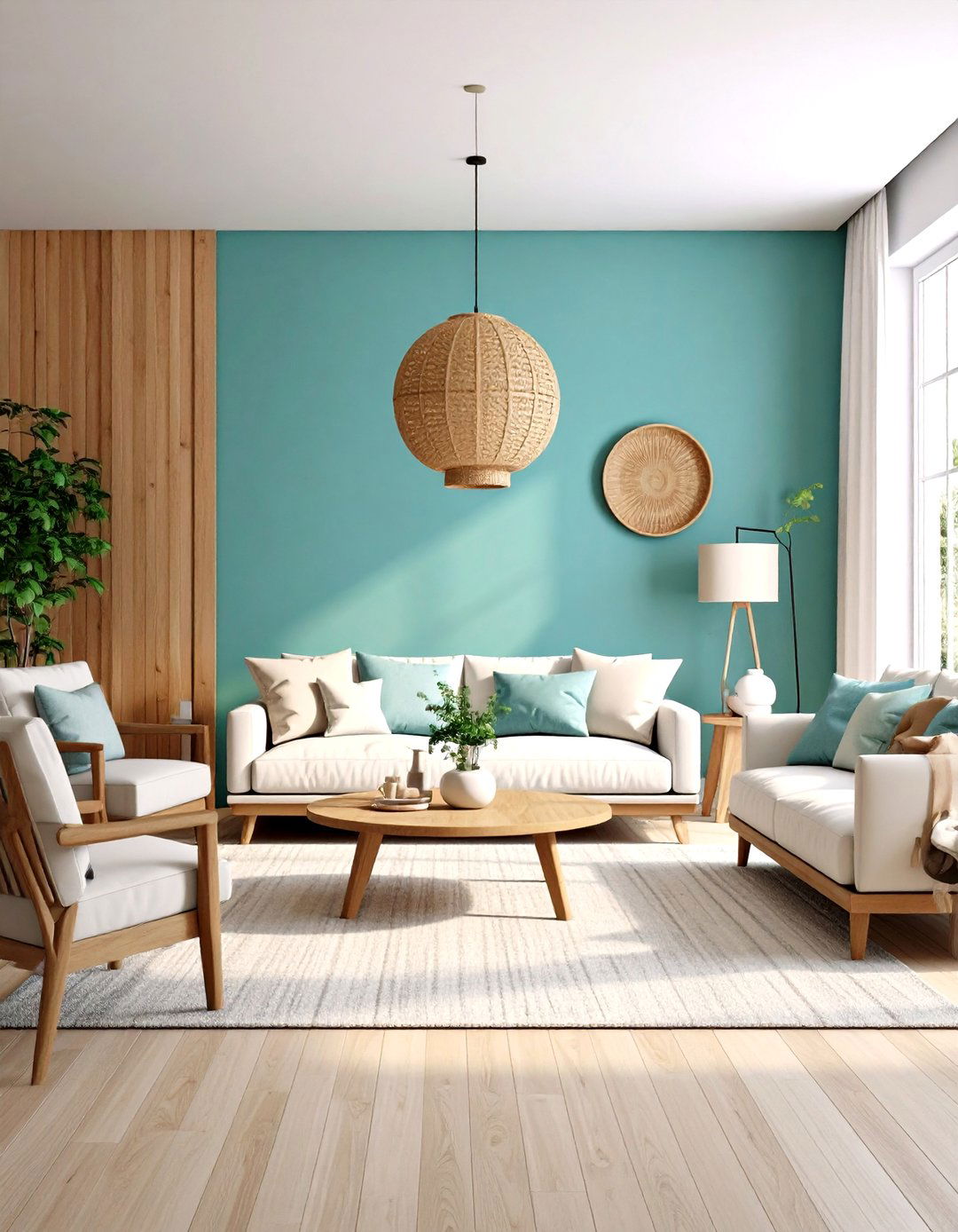 Turquoise Accent Wall - 20 Turquoise Living Room Ideas