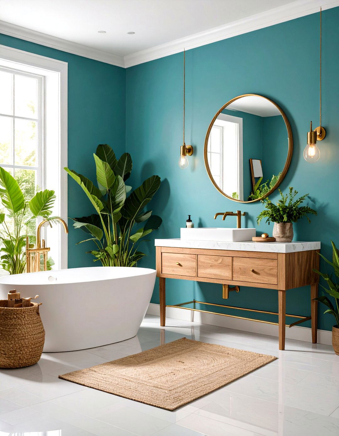 Turquoise Blue Accent Wall for Bathrooms - 20 Blue Accent Wall Ideas