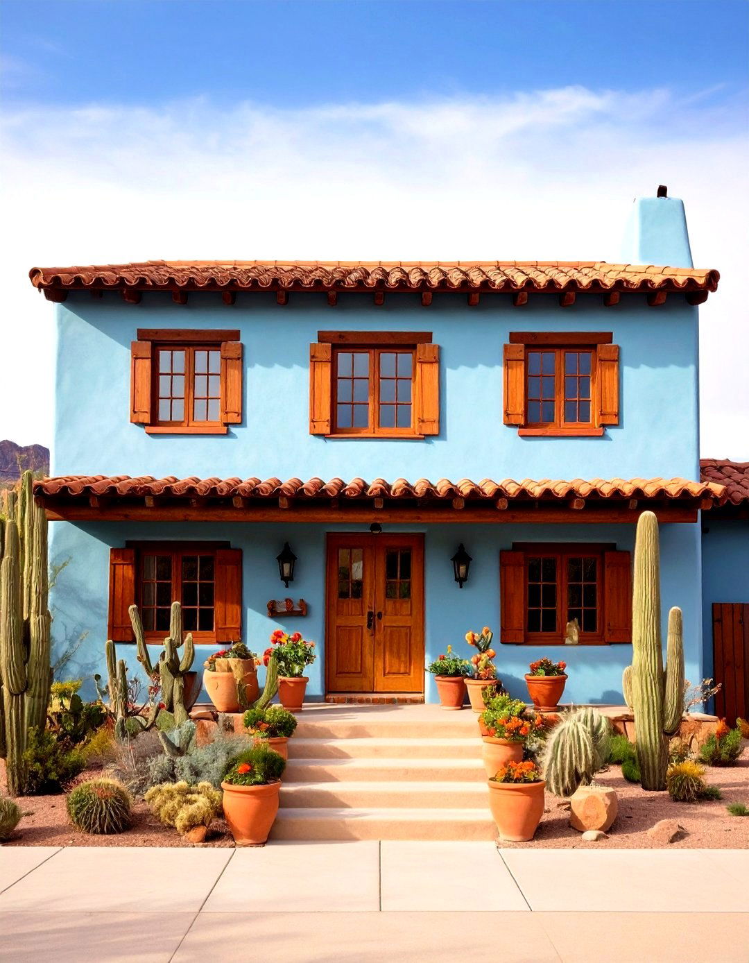 Turquoise Blue Exterior Home with Brown Roof Southwestern Adobe - 20 blue exterior home with a brown roof ideas
