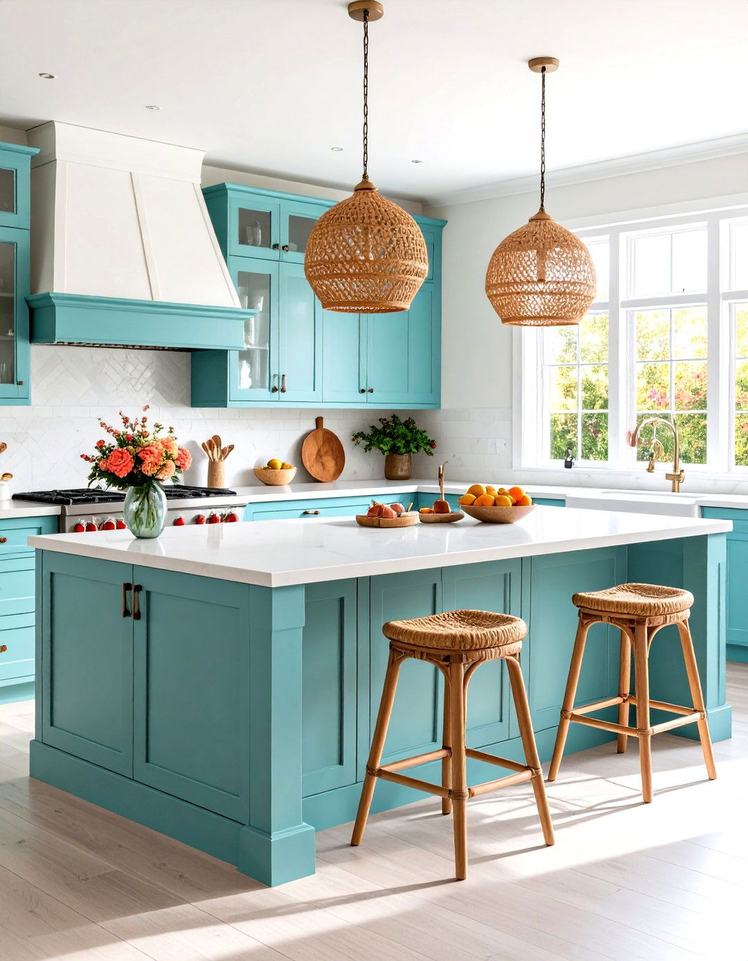 Turquoise Blue Kitchen Island with Tropical Vibes - 20 Blue Kitchen Island Ideas