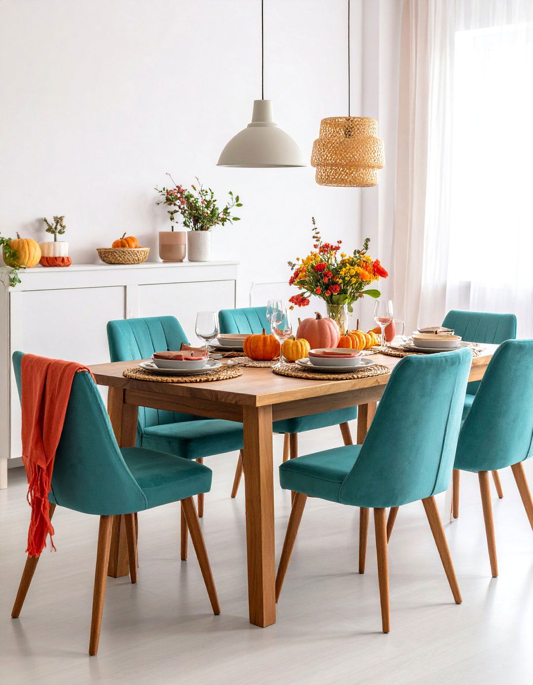 Turquoise Blue Room Dining Area - 20 Blue Room Ideas
