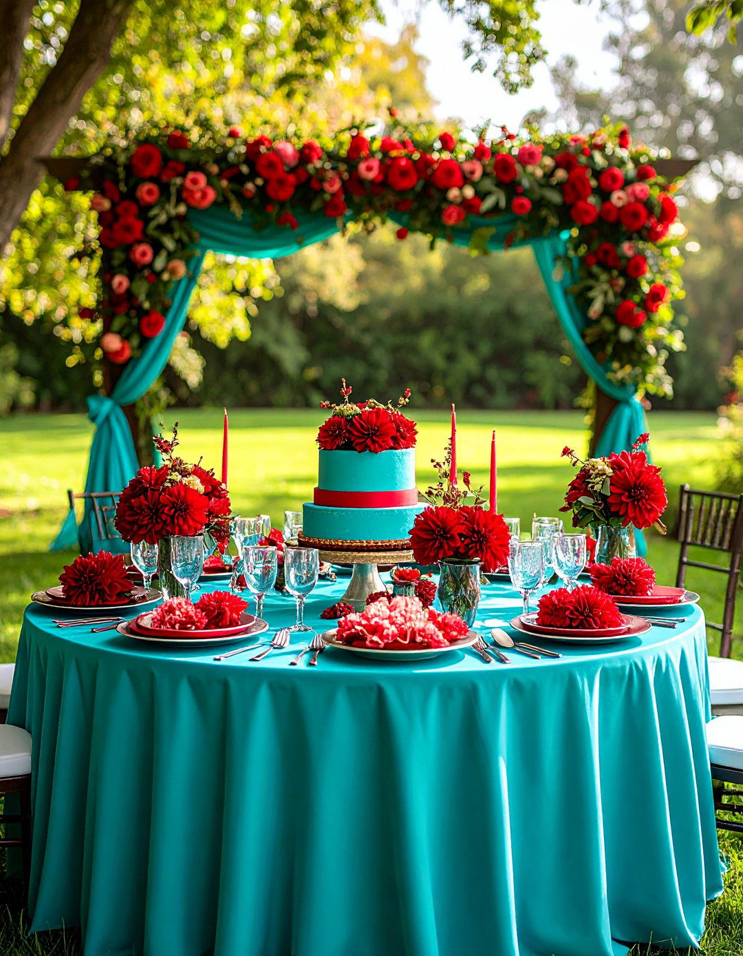 Turquoise Blue and Red Wedding Theme - 20 Blue Wedding Theme Ideas