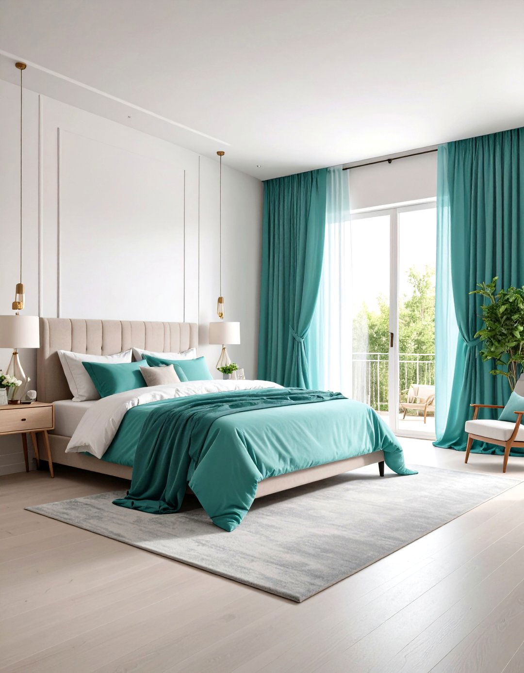 Turquoise Curtains - 20 Turquoise Bedroom Ideas