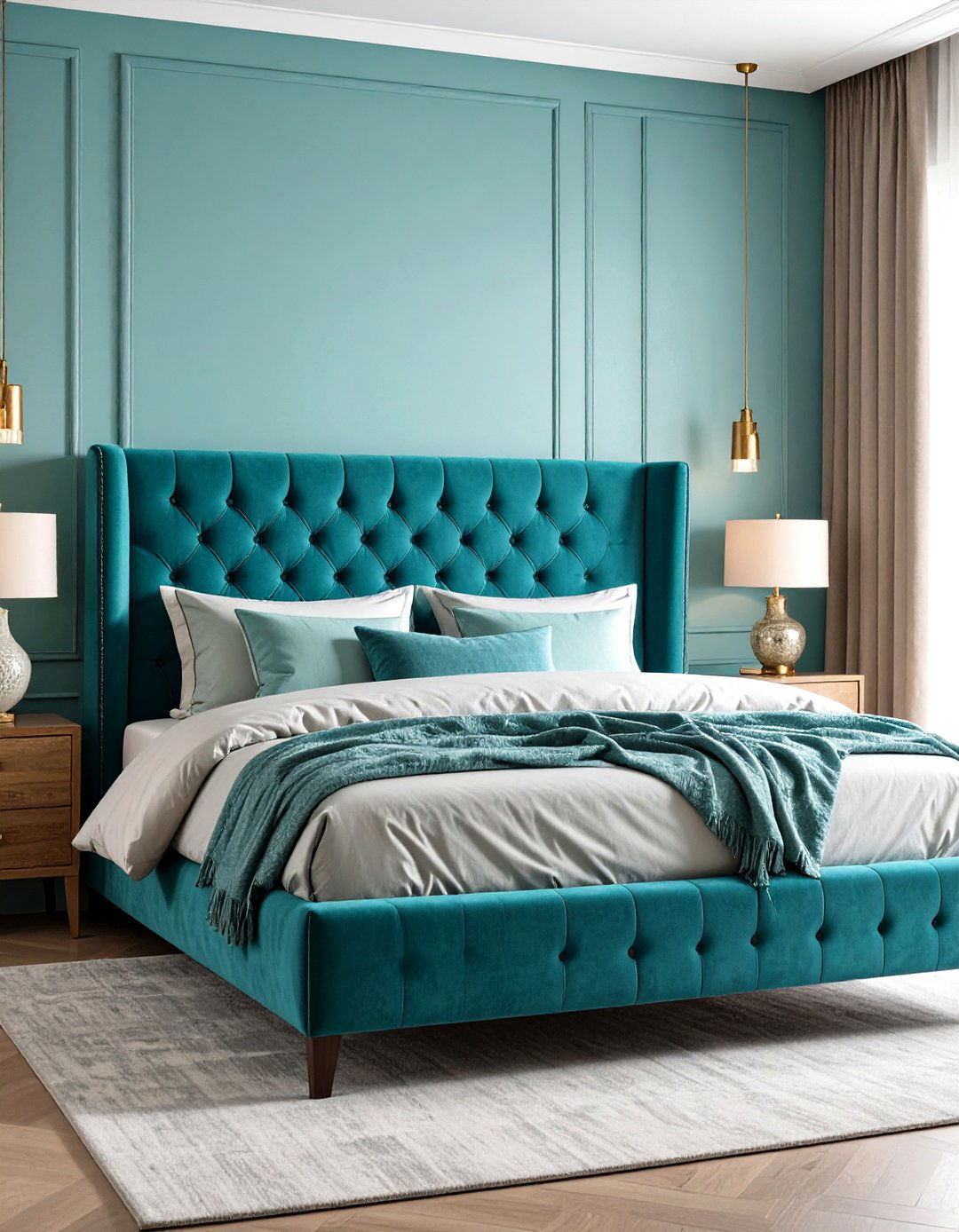 Turquoise Headboard - 20 Turquoise Bedroom Ideas