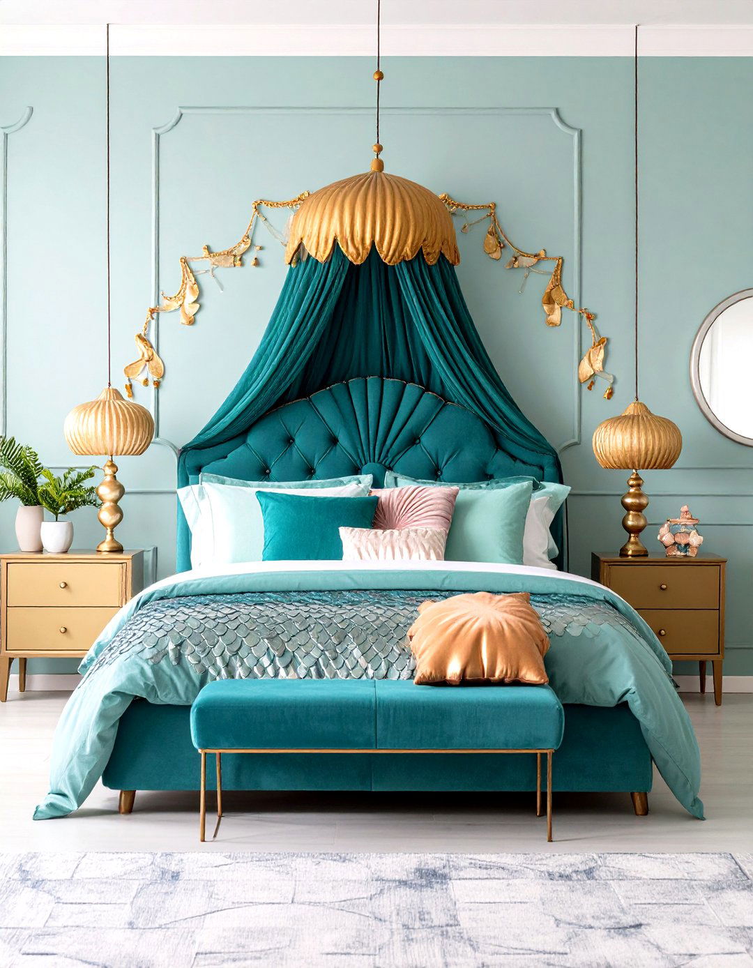 Turquoise Mermaid Theme Blue Bedroom - 20 Girls Blue Bedroom Ideas