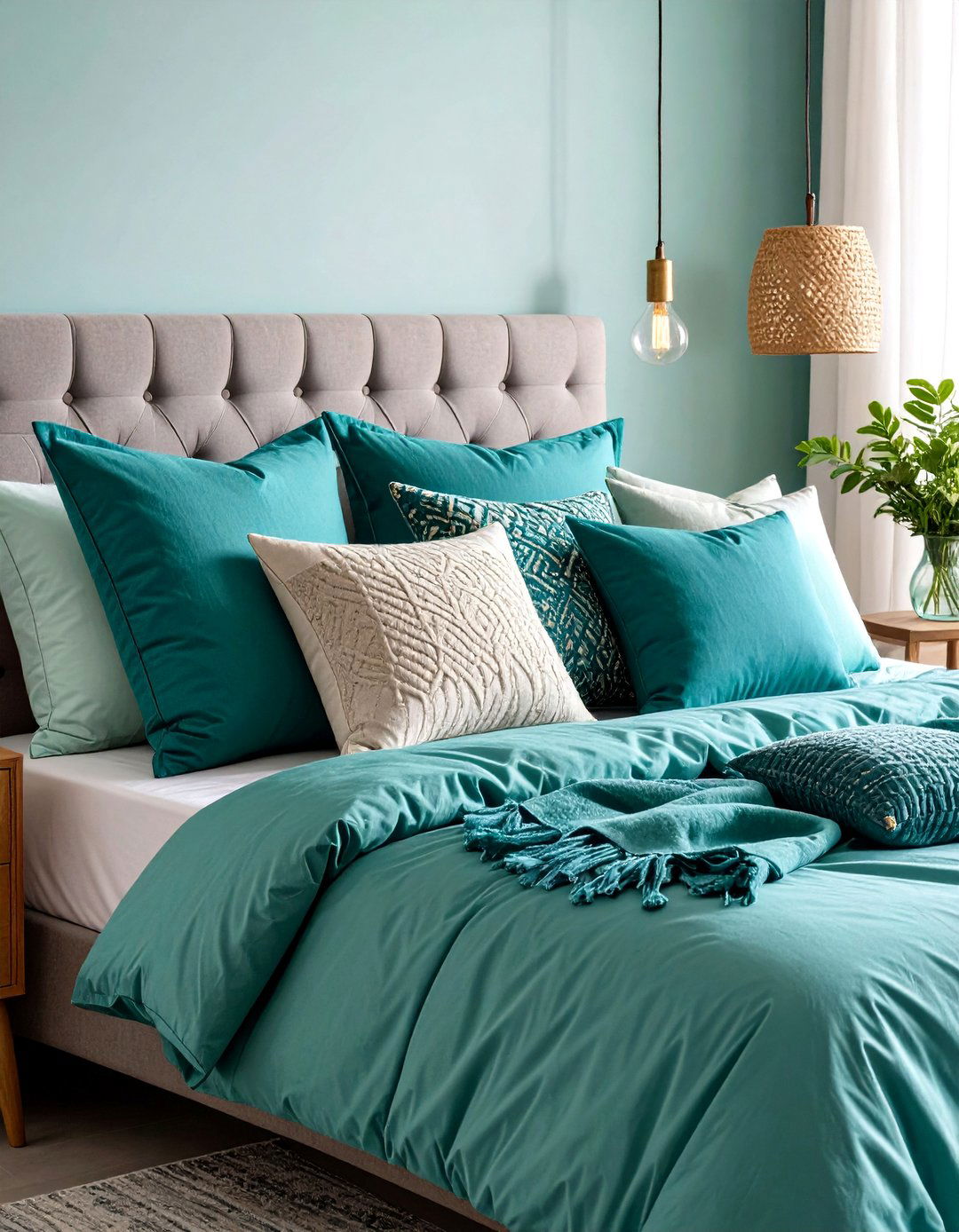 Turquoise Throw Pillows - 20 Turquoise Bedroom Ideas