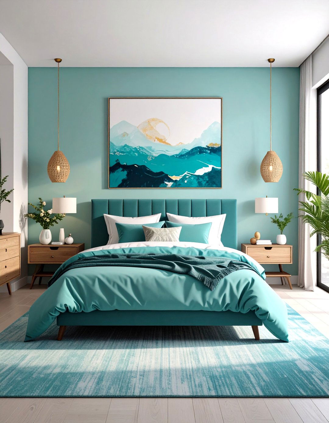 Turquoise Wall Art - 20 Turquoise Bedroom Ideas