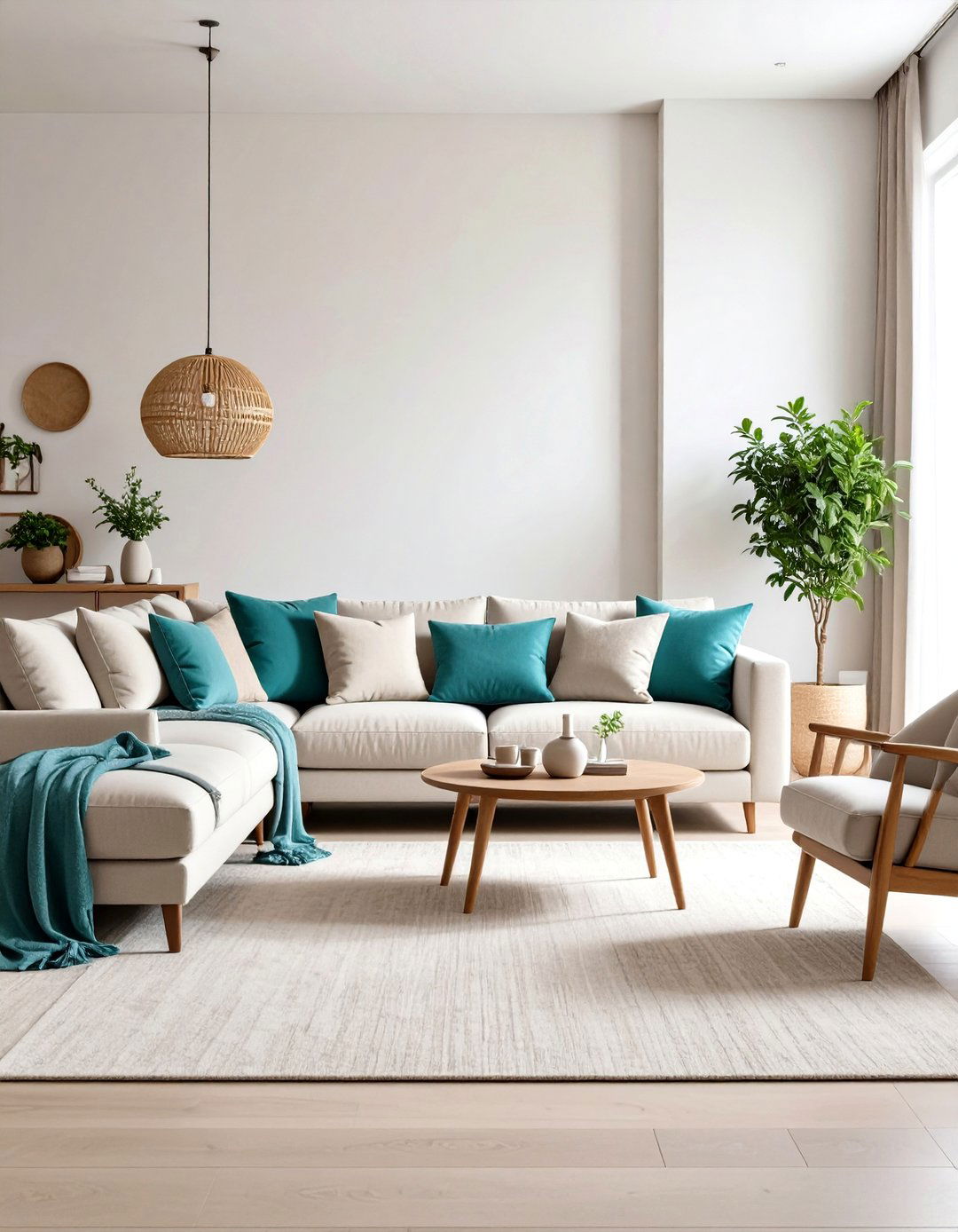 Turquoise and Neutrals Balance - 20 Turquoise Living Room Ideas