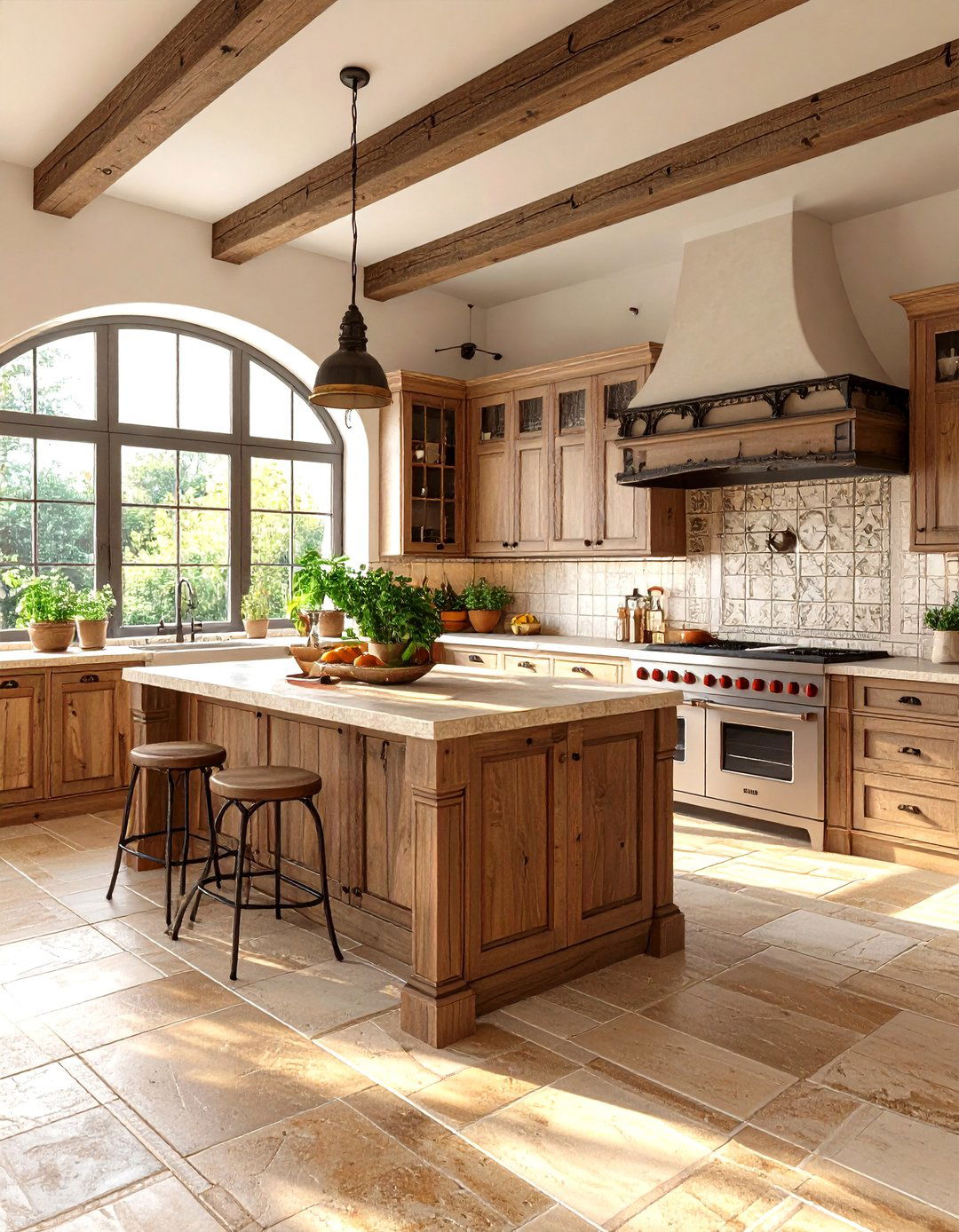 Tuscan Villa Kitchen with Slate Floors - 20 Kitchens With Slate Floors