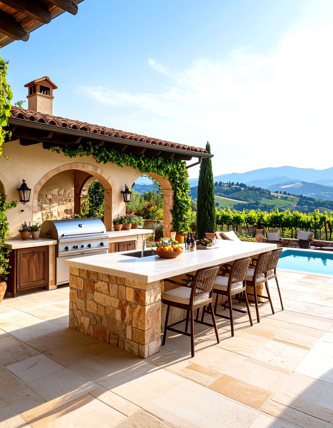 Tuscan Villa Luxury Outdoor Kitchen Courtyard - 20 Luxury Outdoor Kitchen Ideas
