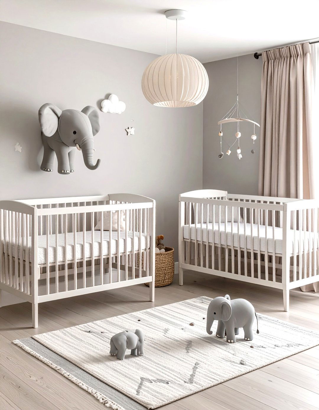 Twin Friendly Elephant Nursery Layout - 20 Elephant Nursery Ideas