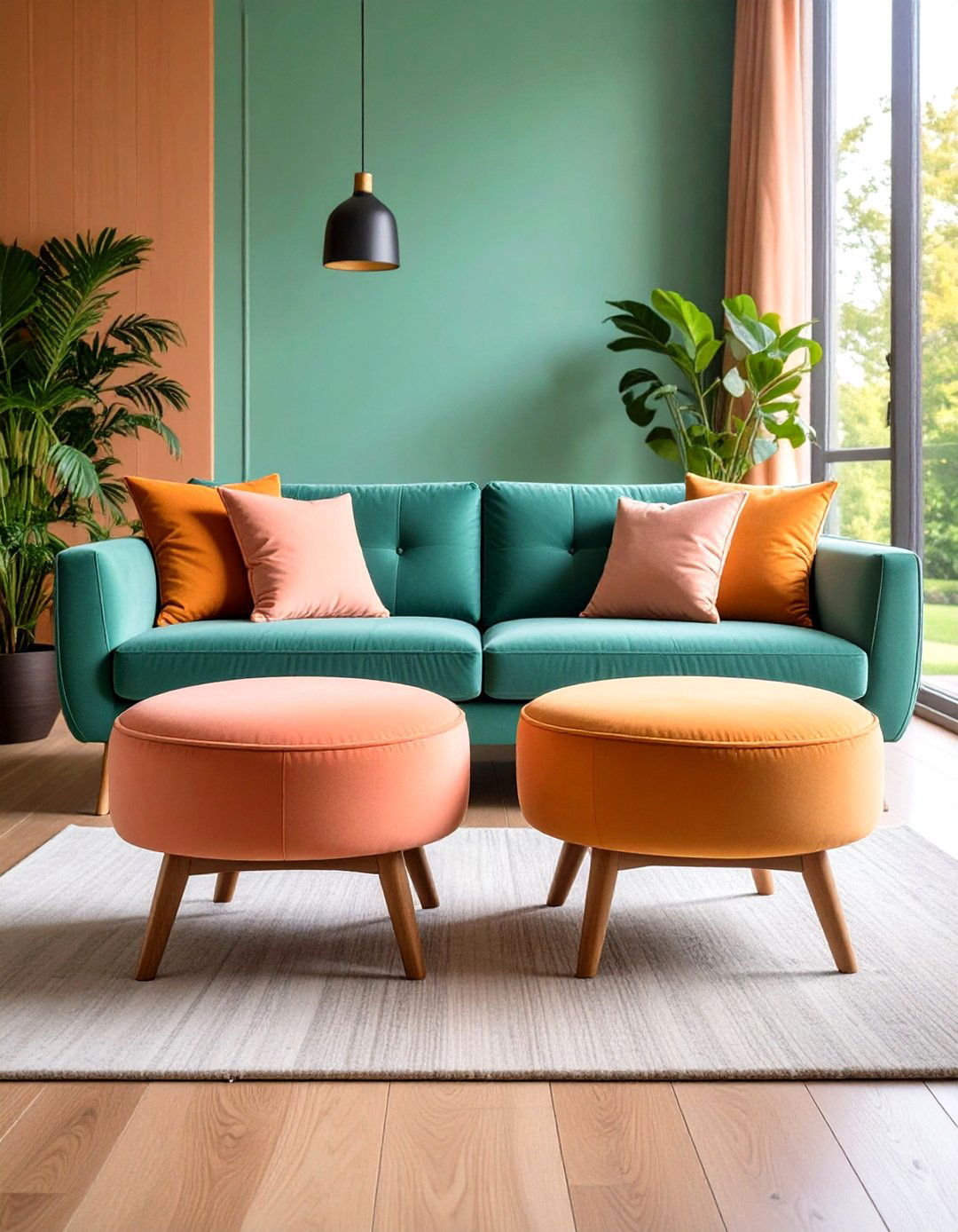 Twin Ottomans - 20 Symmetrical Living Room Ideas
