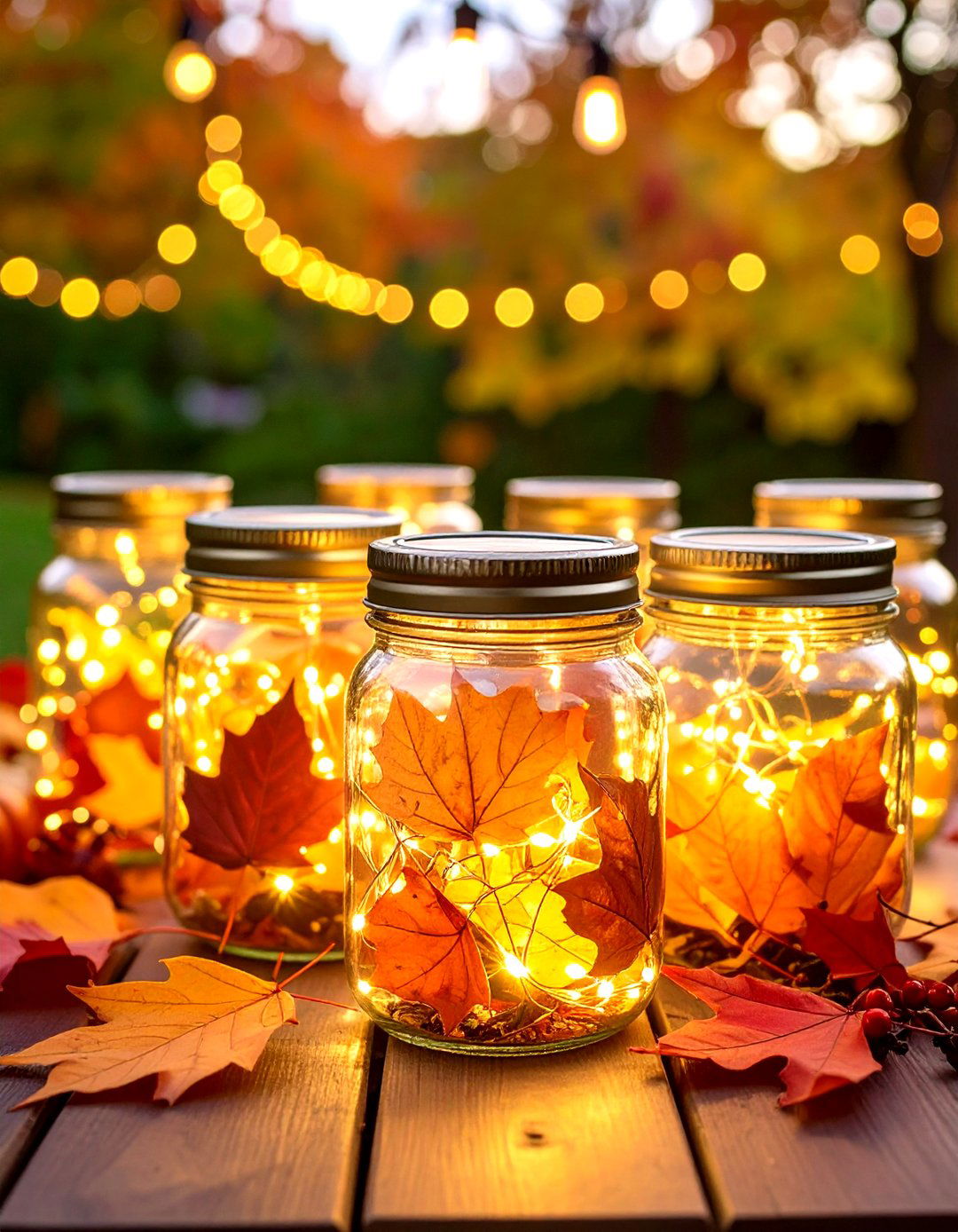 Twinkle Light Friendsgiving Terrariums - 20 Friendsgiving Decor Ideas