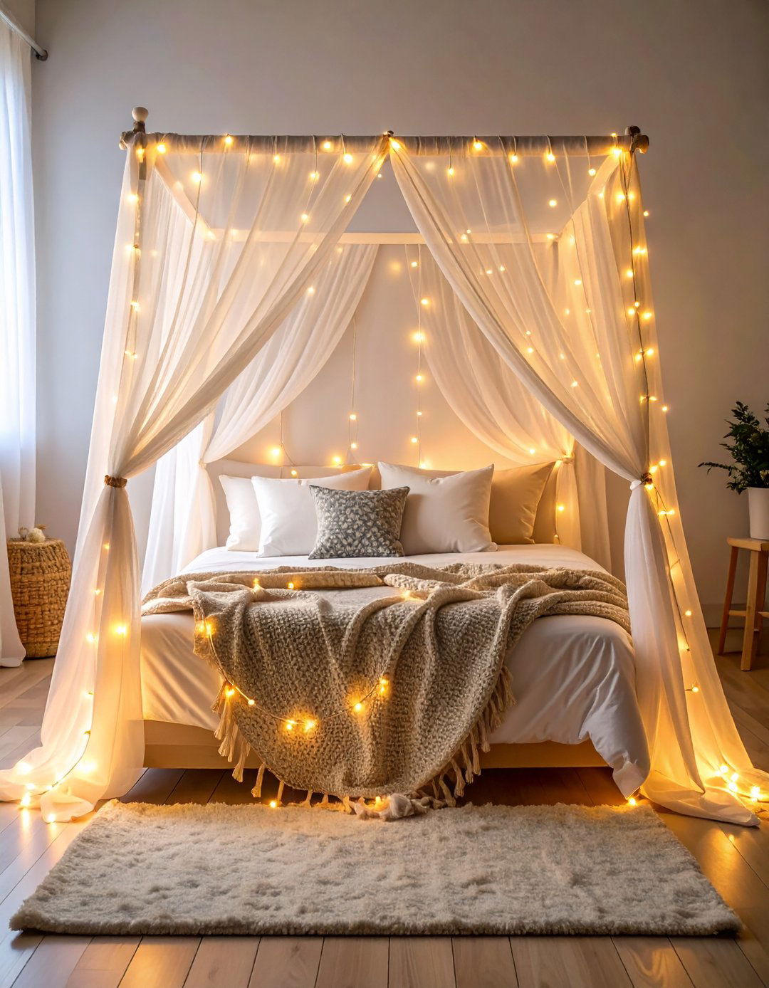 Twinkling Canopy Lighting for a Fairy themed Bedroom - 20 Fairy-themed Bedroom Ideas