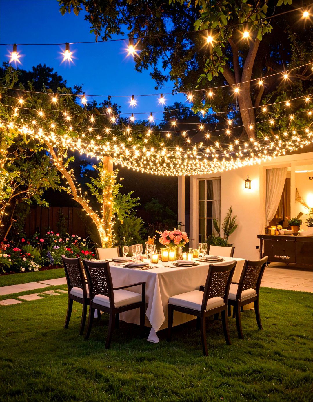 Twinkling Star Pattern Patio String Light Romantic Canopy - 20 Patio String Light Ideas