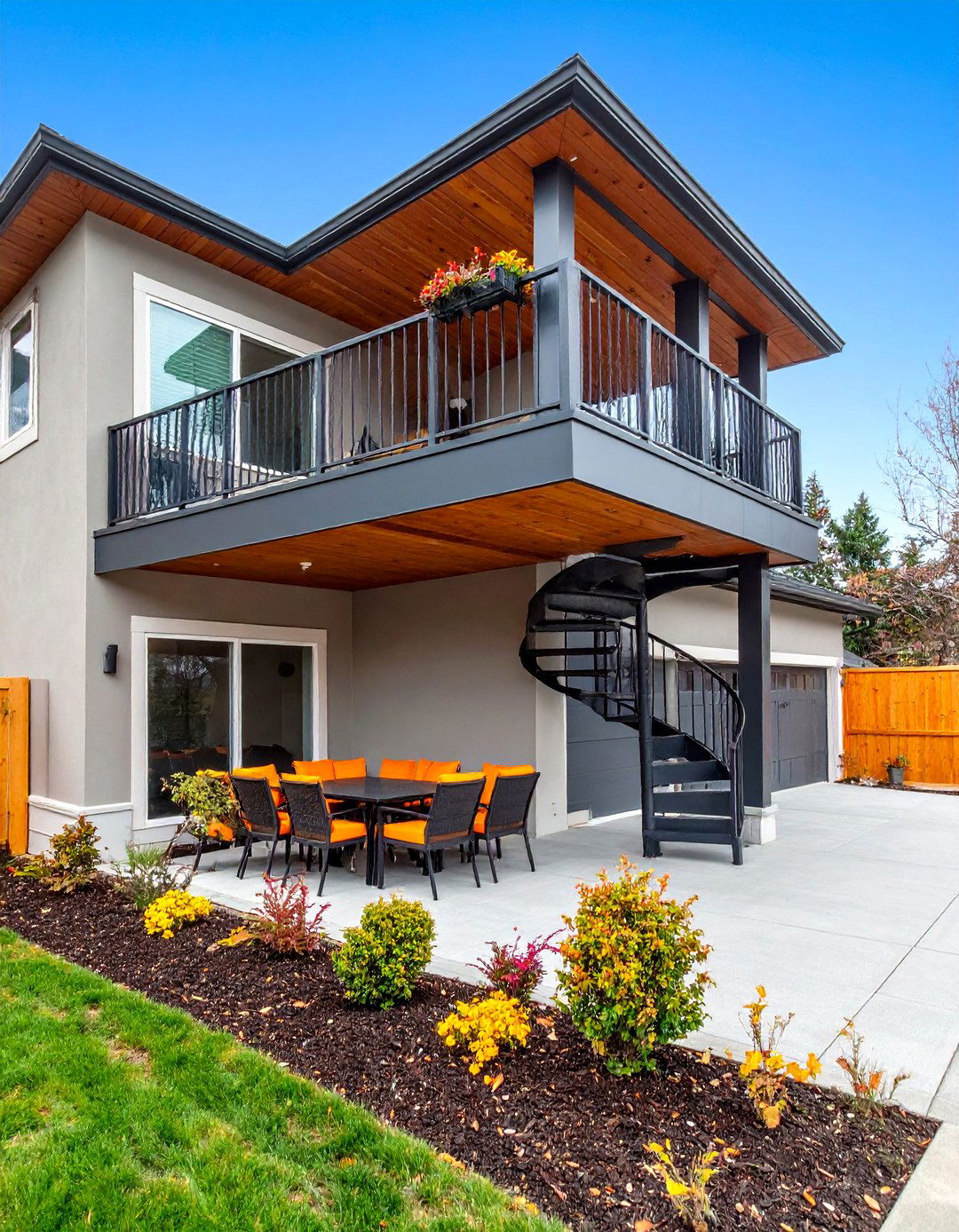 Two Level Balcony Over Garage with Cascading Design - 20 Balcony Over Garage Ideas