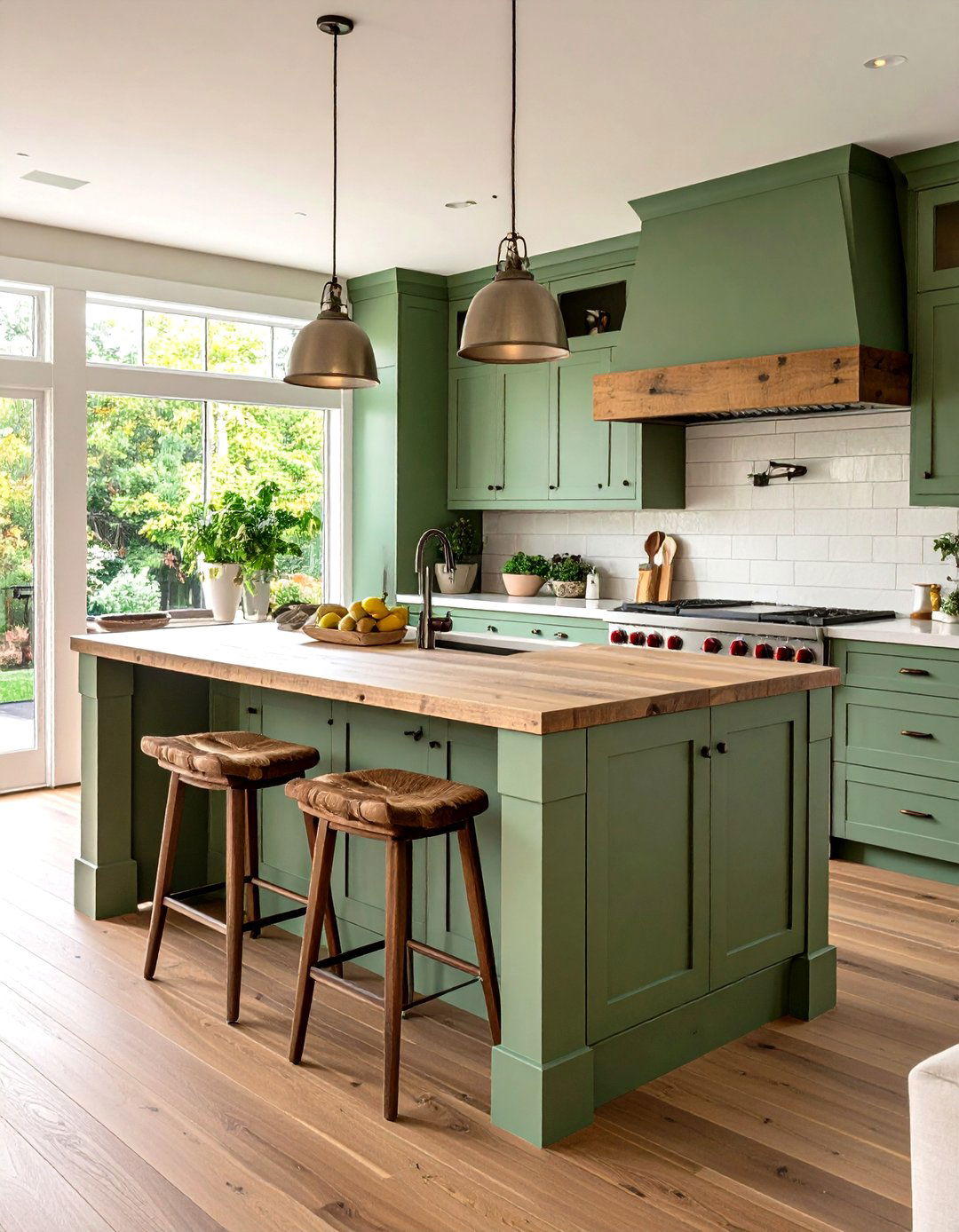 Two Level Tiered Island - 20 Sage Green Kitchen Island Ideas