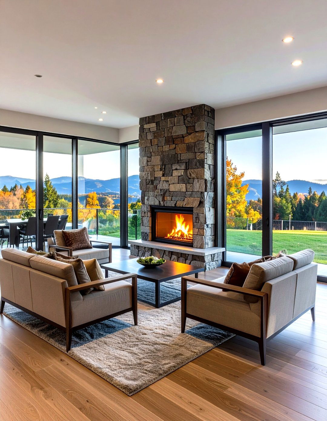 Two Sided Basement Fireplace Room Divider - 20 Basement Fireplace Ideas