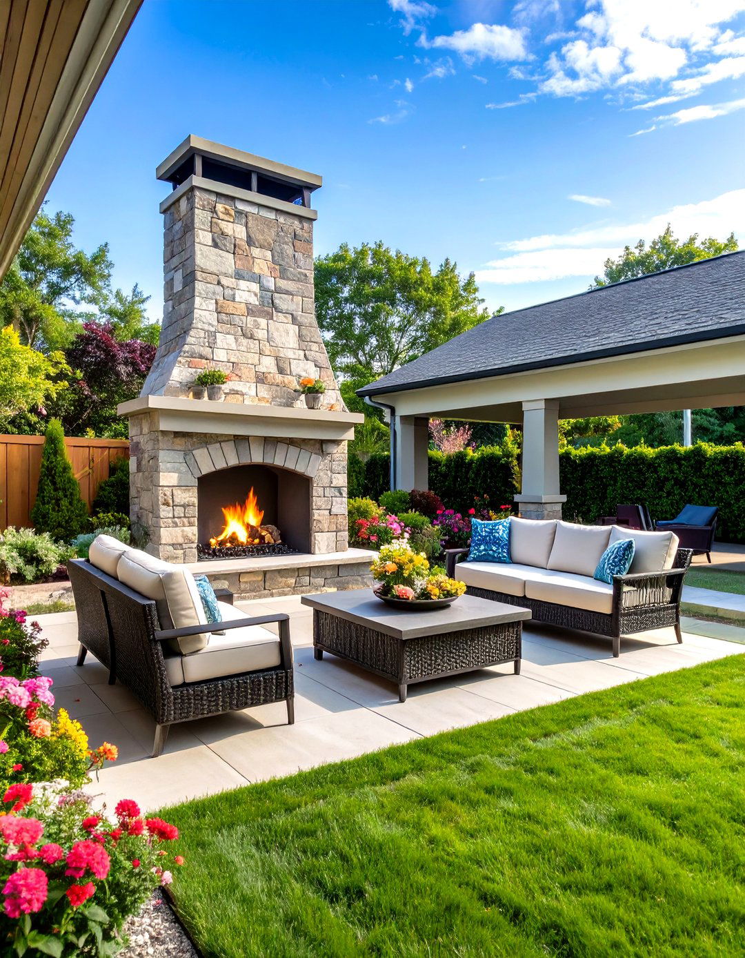 Two Sided Outdoor Corner Fireplace - 20 Outdoor Corner Fireplace Ideas