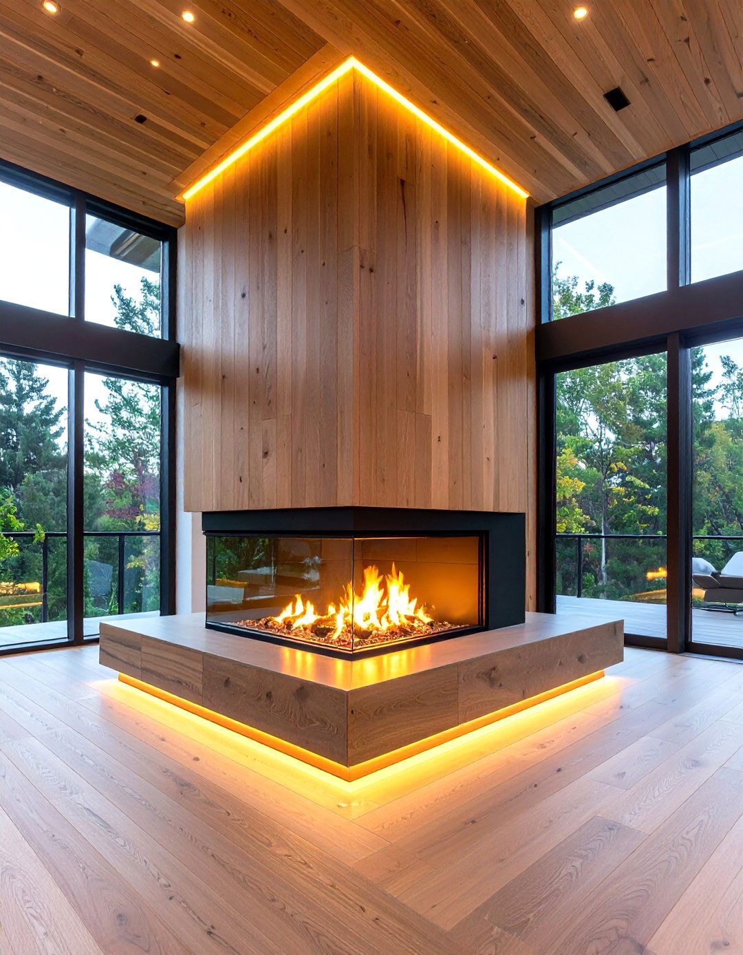 Two Story Atrium Fireplace - 20 Floor to Ceiling Fireplace Ideas