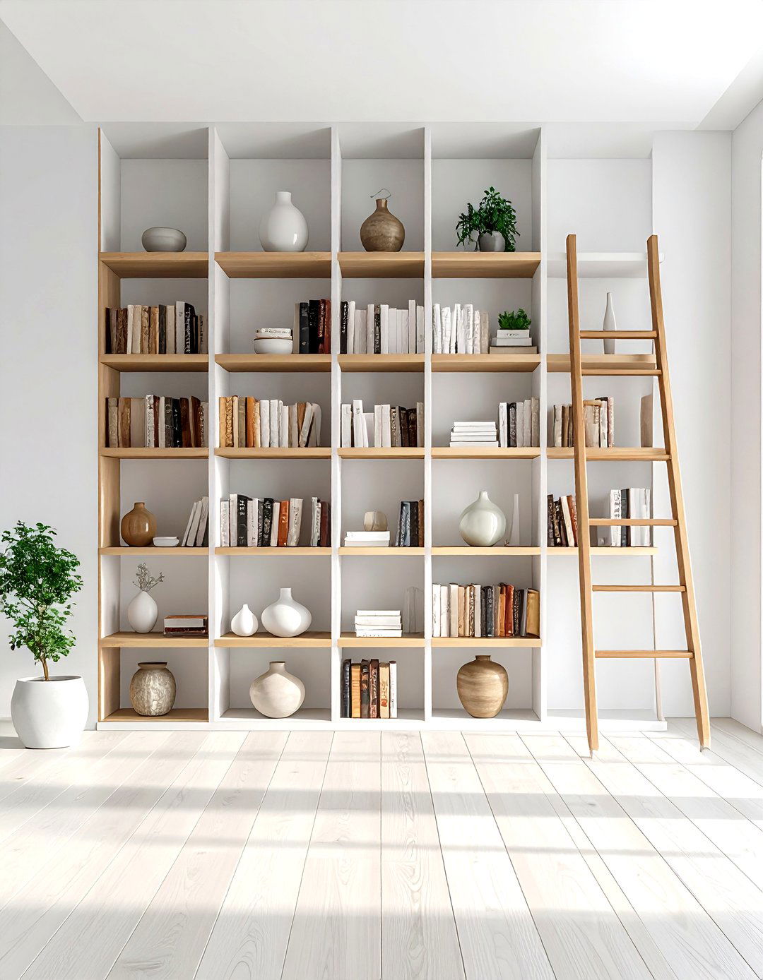 Two Story Built In Bookshelf Wall Decor - 20 High Ceiling Tall Wall Decor Ideas