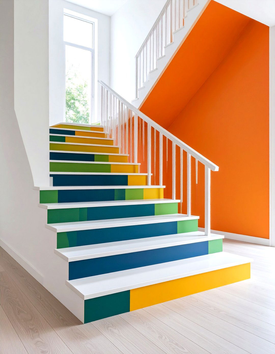 Two Tone Alternating Painted Stair Pattern - 20 Painted Stair Ideas