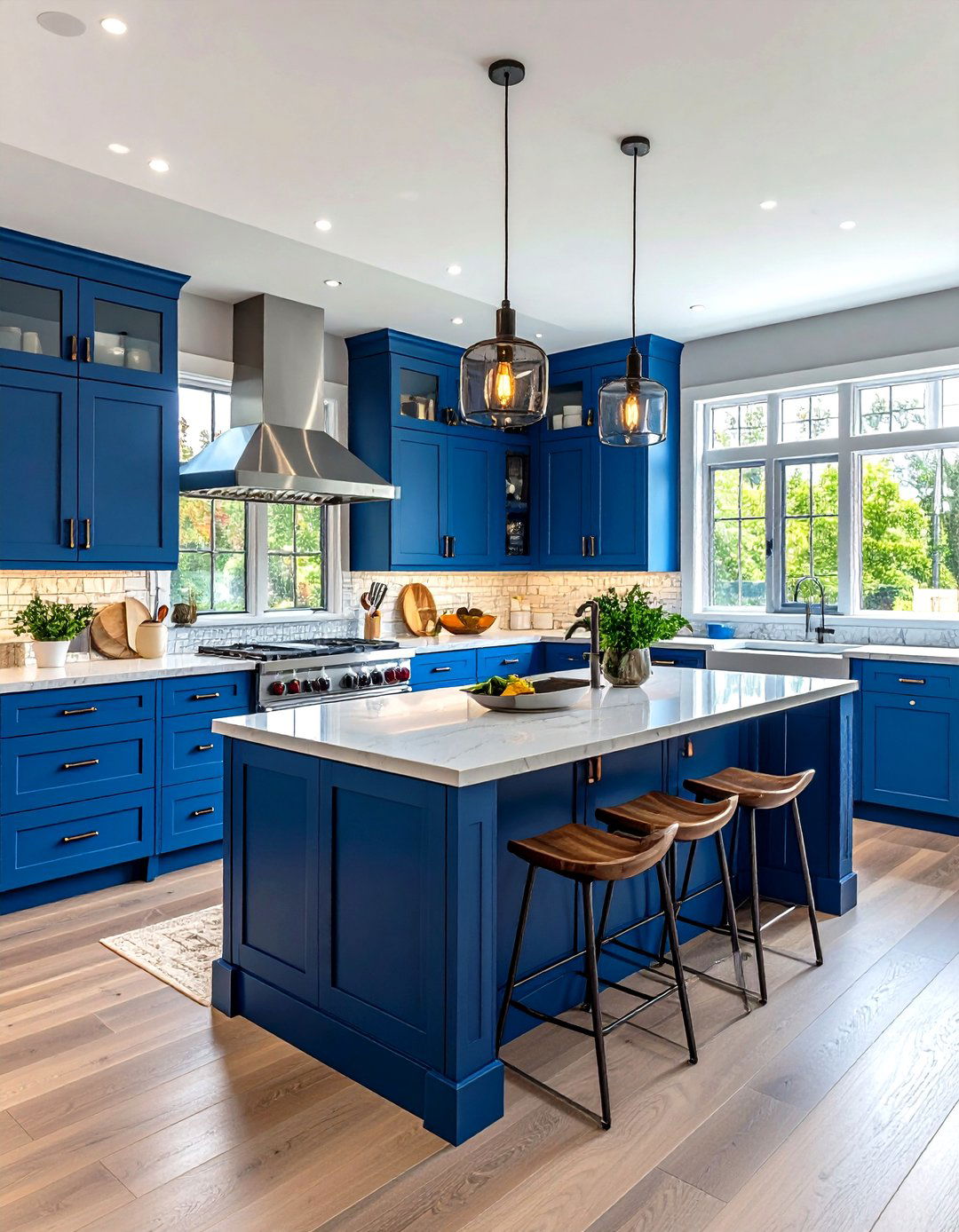 Two Tone Blue Kitchen Island Design - 20 Blue Kitchen Island Ideas