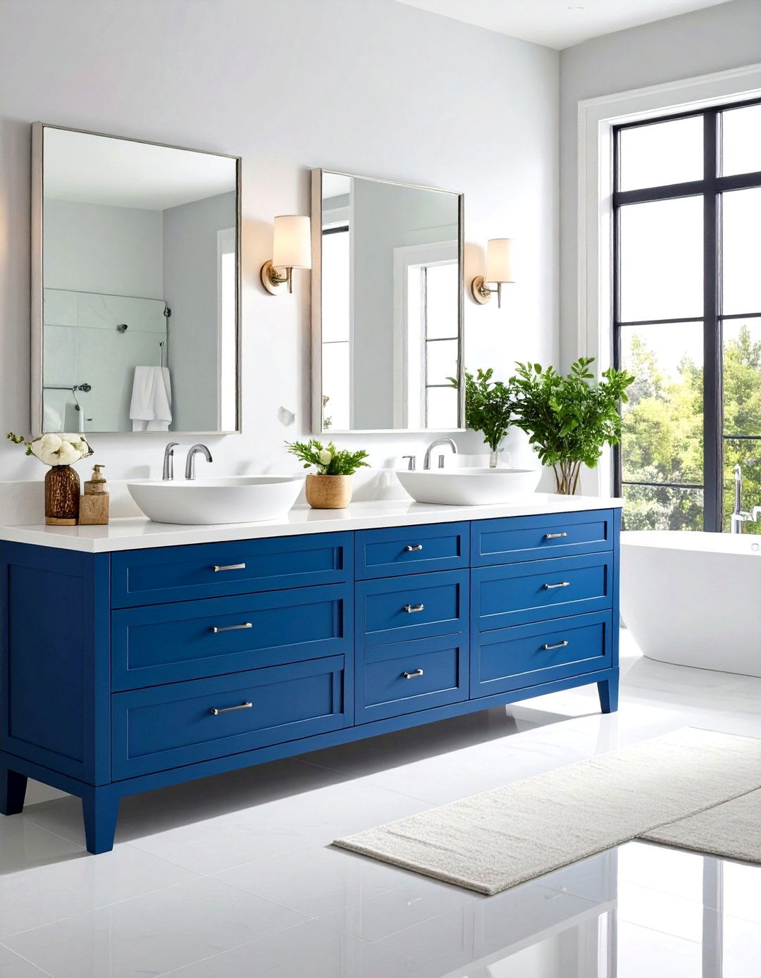 Two Tone Blue and White Bathroom Vanity - 20 Blue Bathroom Vanity Ideas