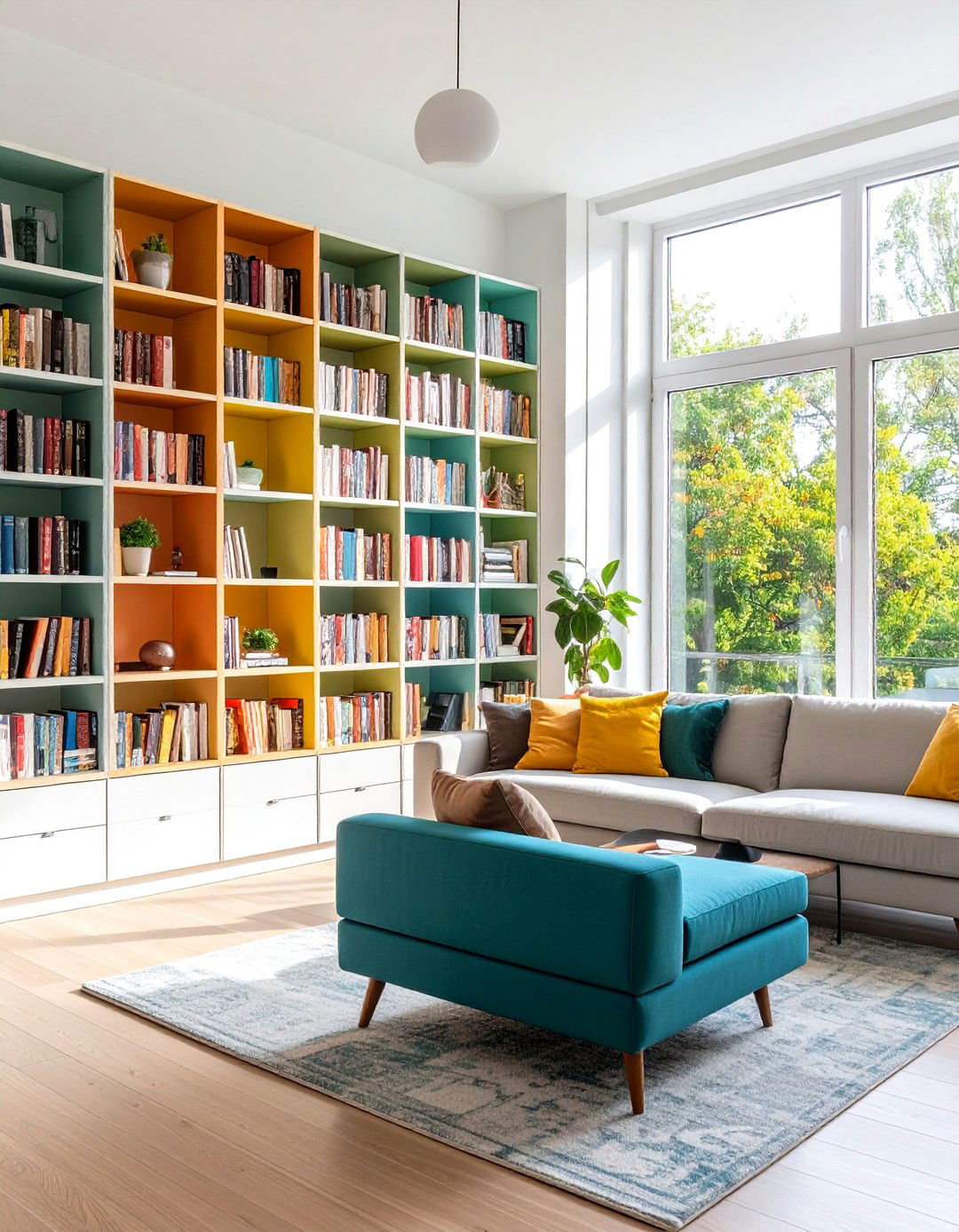 Two Tone Bookcases Around Window - 20 Bookcases Around Window Design Ideas