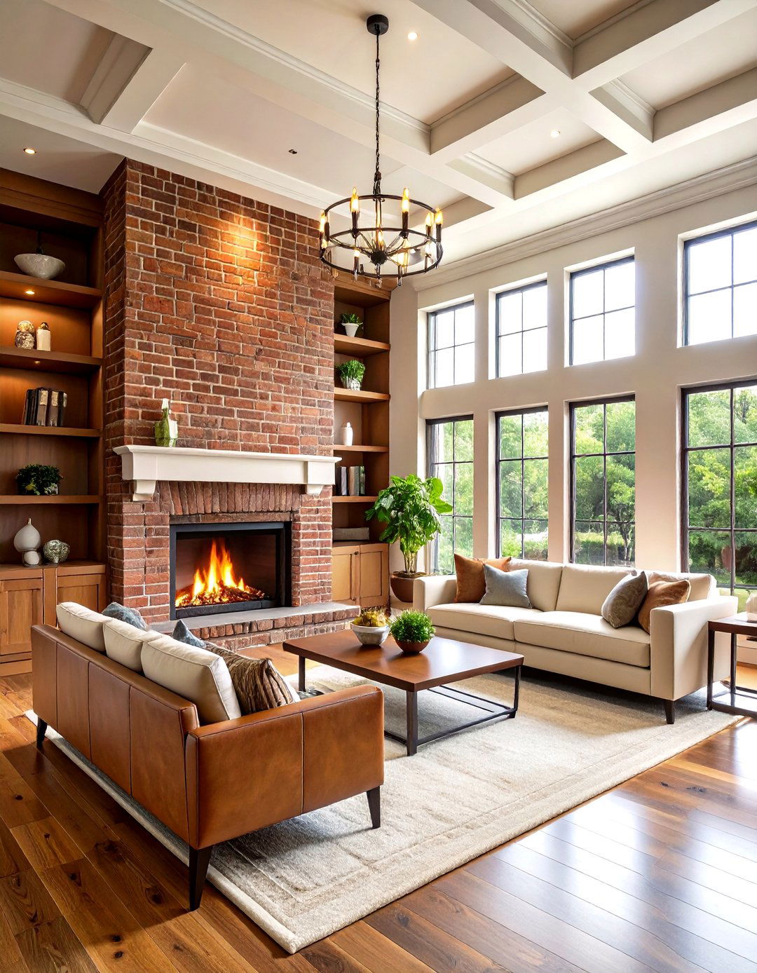 Two Tone Brick Fireplace Color Blocking - 20 Brick Fireplace Ideas