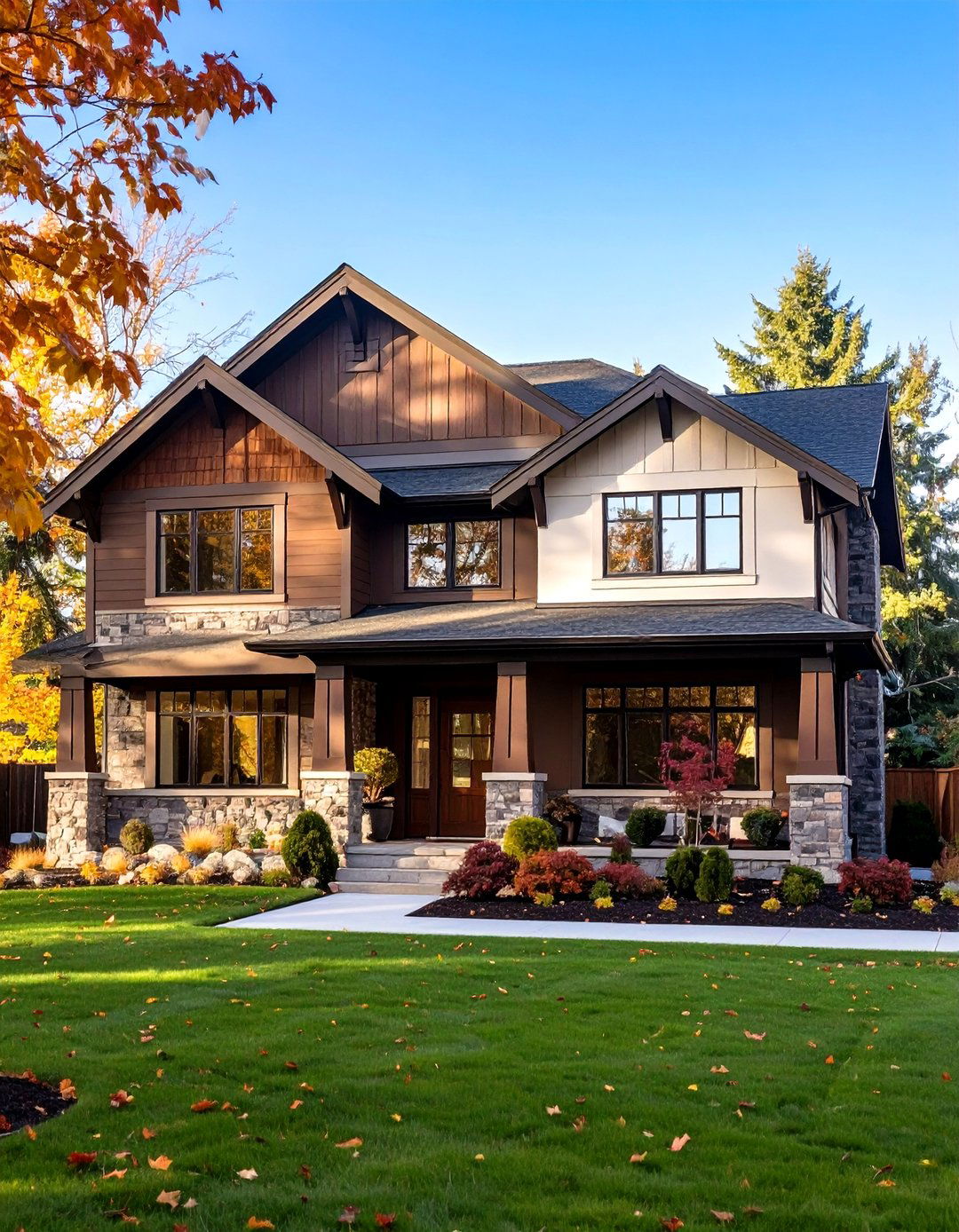 Two Tone Brown Layers Dimension on a Dark Brown House Exterior - 20 Dark Brown House Exterior Ideas