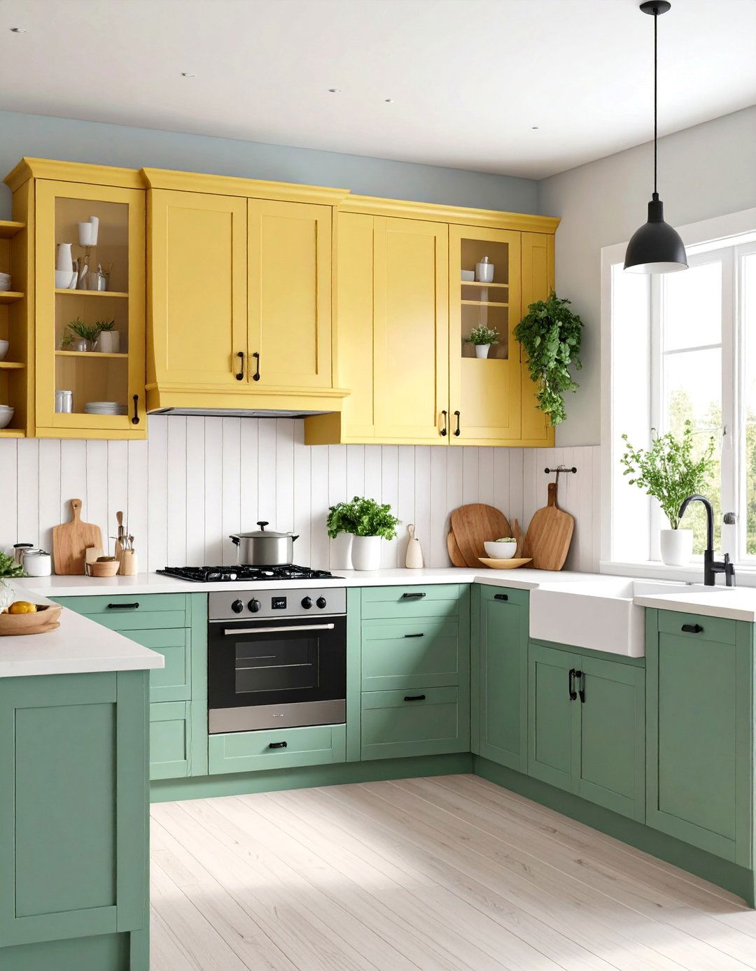 Two Tone Cabinet Harmony Kitchen - 20 Green and Yellow Kitchen Ideas