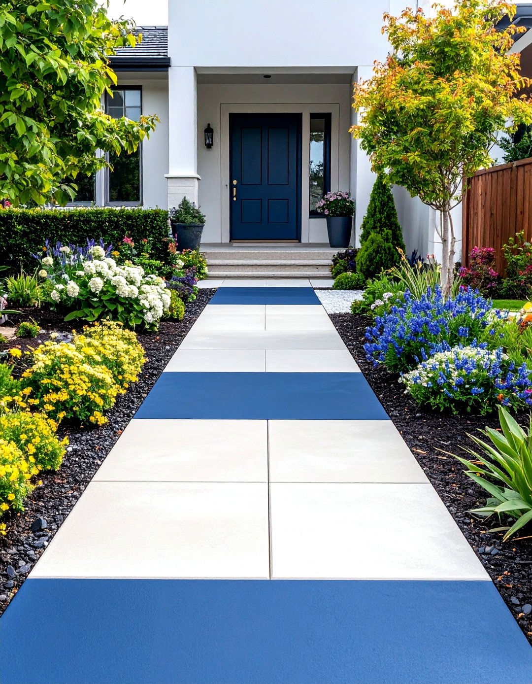 Two Tone Color Block Concrete Walkway Painting - 20 Concrete Walkway Painting Ideas
