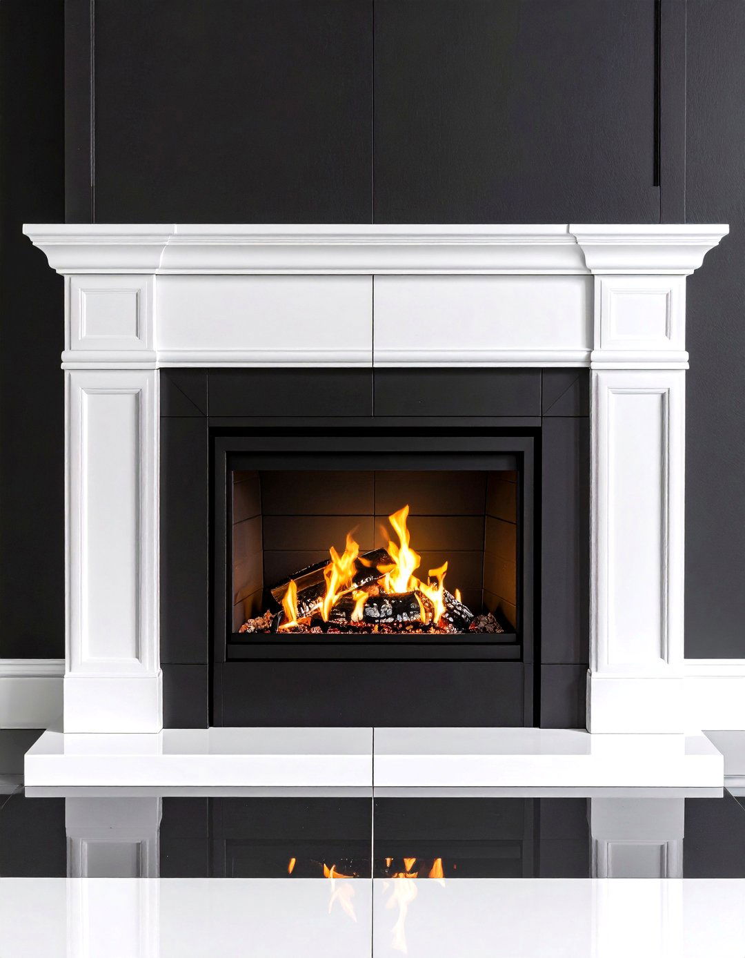 Two Tone Contrast Fireplace Tile Design - 20 Fireplace Tile Ideas