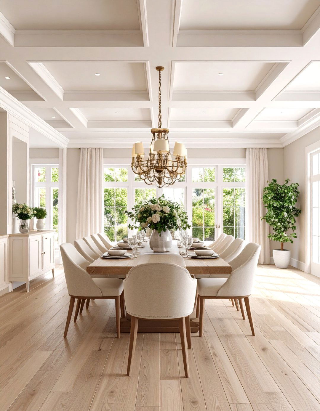 Two Tone Contrasting Coffered Ceiling Finish - 20 Coffered Ceiling Ideas