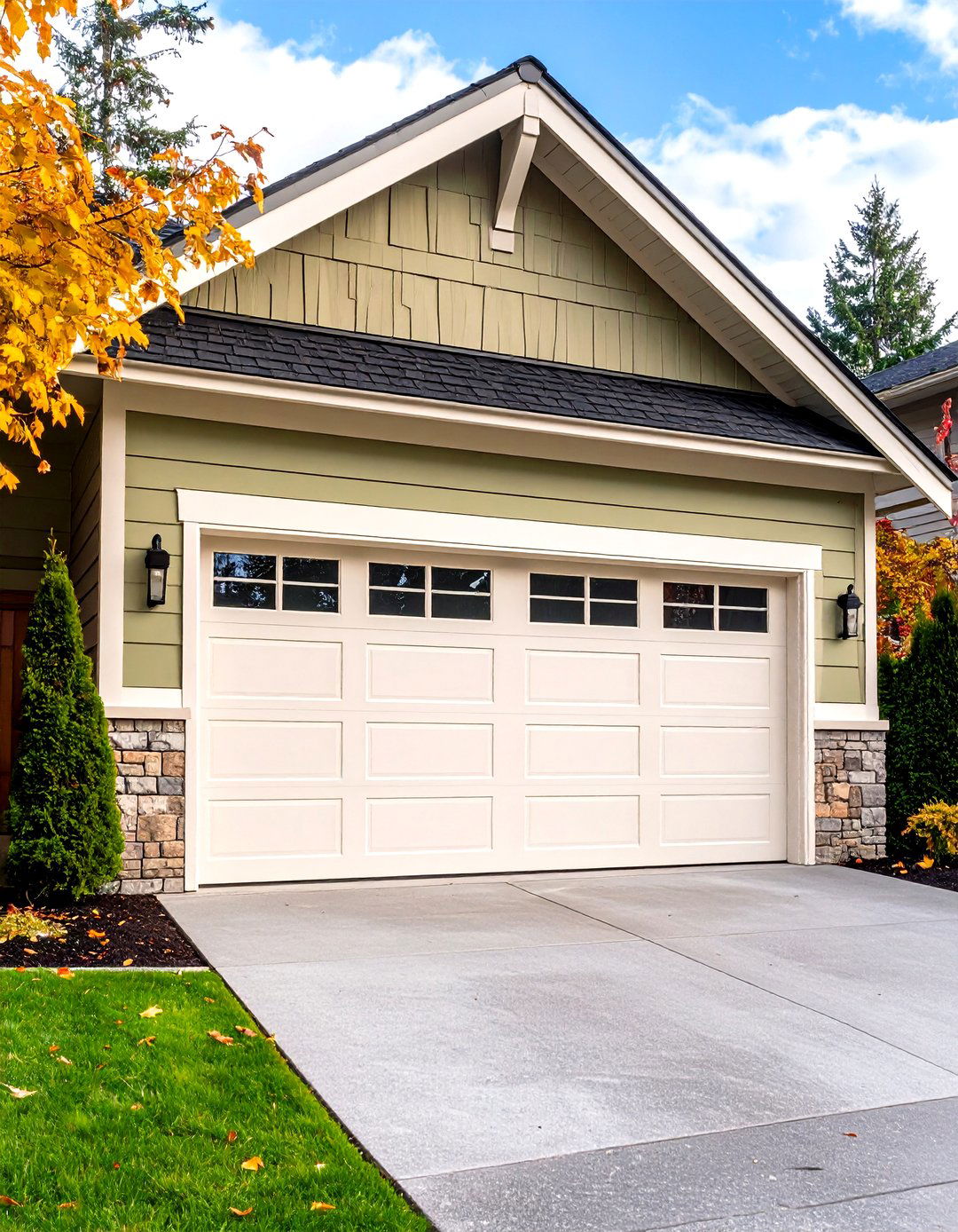 Two Tone Garage Door Contrast - 20 Garage Door Paint Ideas