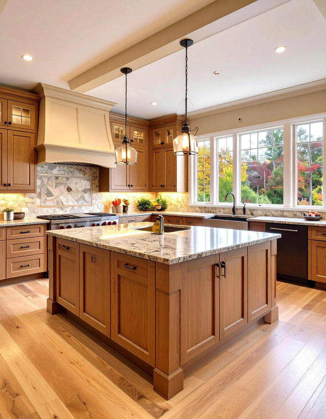 Two Tone Granite for Zoning Without Walls - 20 Granite Kitchen Countertop Ideas