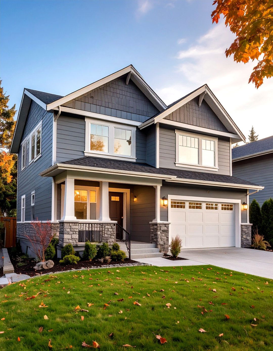 Two Tone Gray Exterior Ombre Siding Effect - 20 Gray Exterior House Paint Ideas