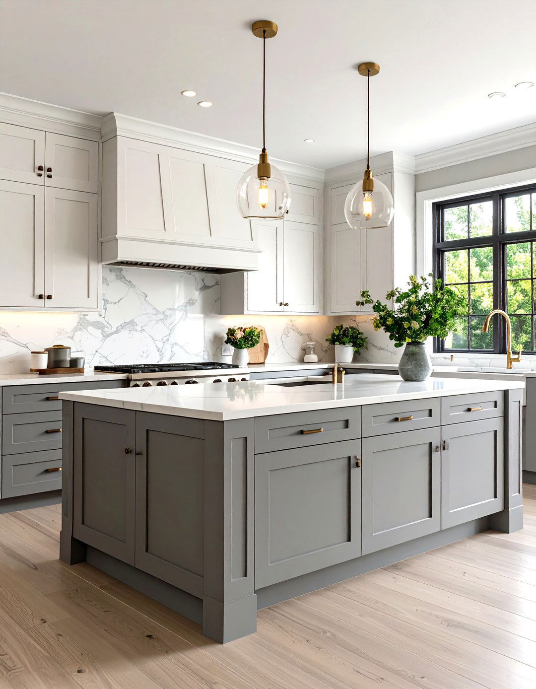 Two Tone Gray and White Transitional Kitchen - 20 Gray Kitchens