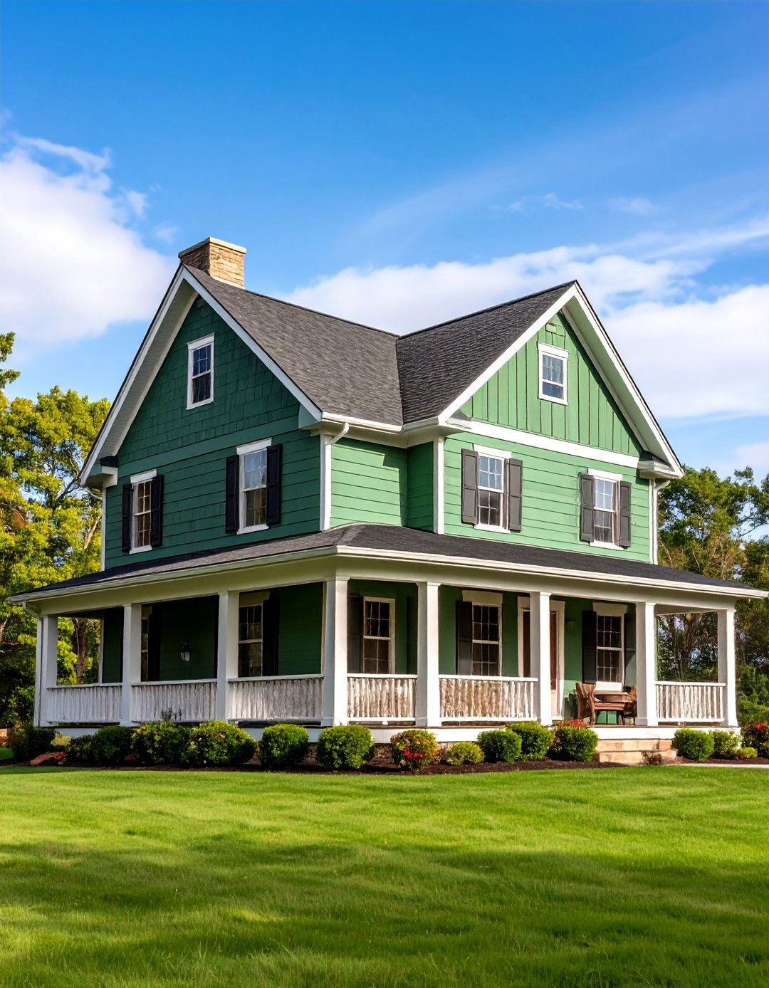 Two Tone Green Farmhouse Design - 20 Farmhouse Green Exterior Home Ideas