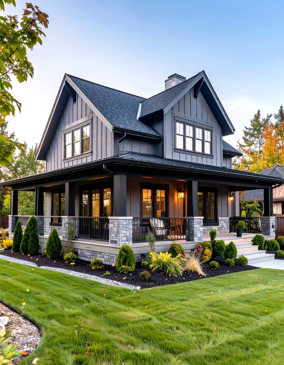 Two Tone Grey Lap and Black Trim for a Modern Farmhouse - 20 Grey House With Black Trim