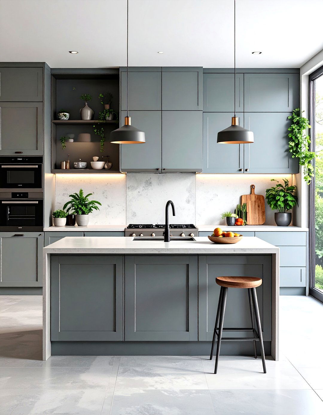 Two Tone Microcement Kitchen Design - 20 Microcement Kitchen Ideas