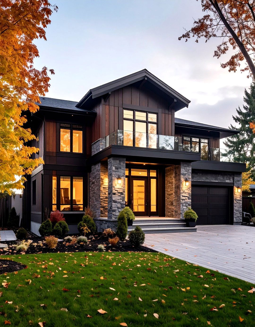 Two Tone Mocha Walls and Ebony Corners - 20 Dark Brown House With Black Trim