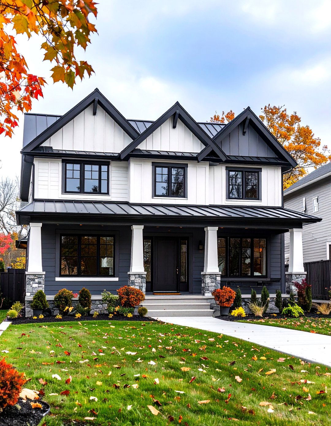 Two Tone Modern Farmhouse Exterior with Upper and Lower Contrast - 20 Modern Farmhouse Exterior